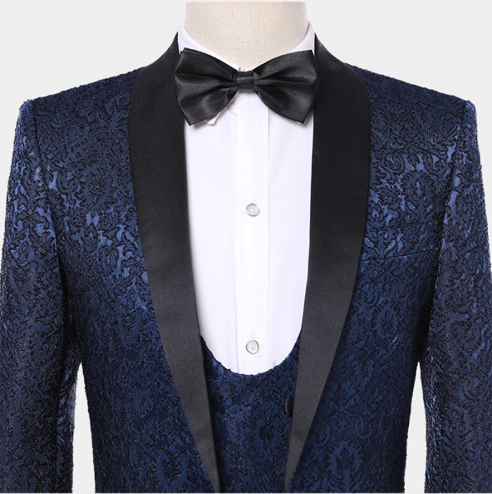 Navy Blue Tuxedo With Black Lapel - Gentleman's Guru