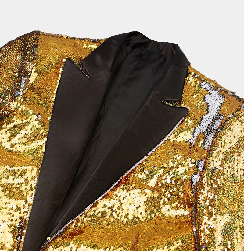 Gold Sequin Tailcoat Tuxedo Jacket - Gentleman's Guru™