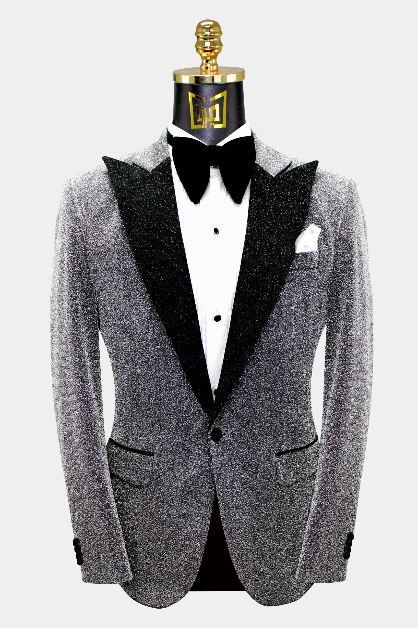 Black and silver tuxedo jacket best sale