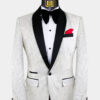 Cream White Paisley Tuxedo Jacket