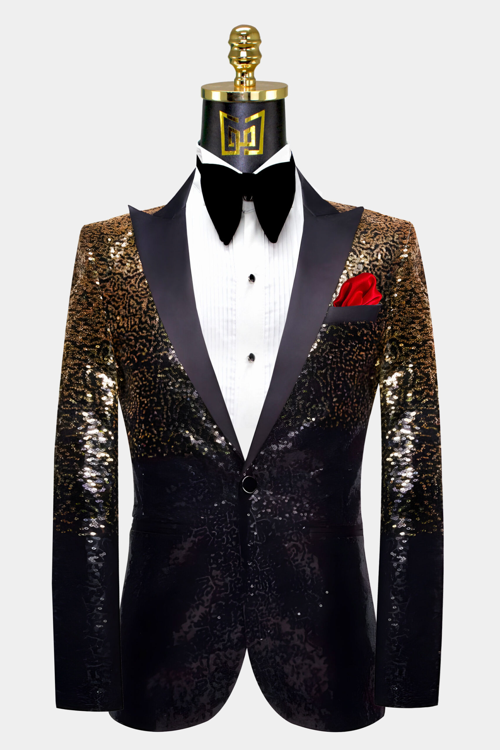 Black and Gold Sequin Tuxedo Jacket Gentleman s Guru