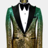 Gradient Green & Gold Sequin Tuxedo Jacket