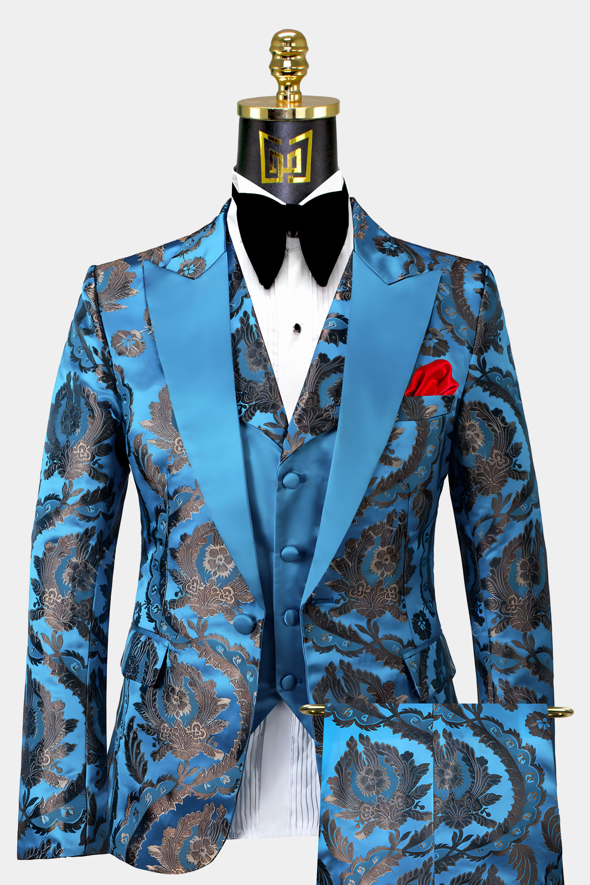 3 Piece Light Blue Tuxedo Suit