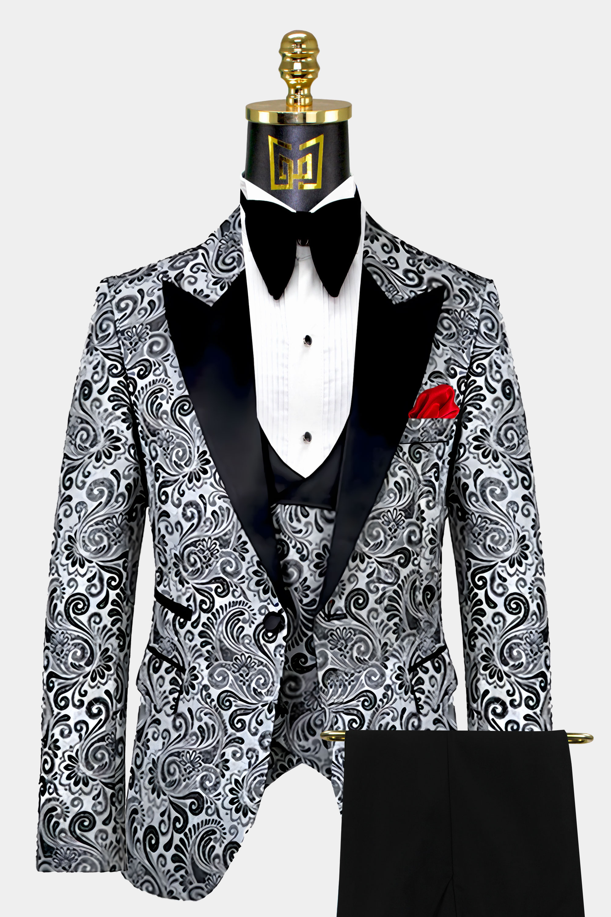 Grey Paisley Tuxedo Suit - 3 Piece | Gentleman's Guru