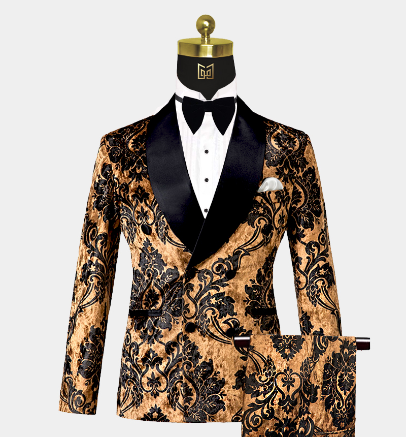 Mens-Black-and-Gold-Tuxedo-Wedding-Prom-Suit-from-Gentlemansguru.com