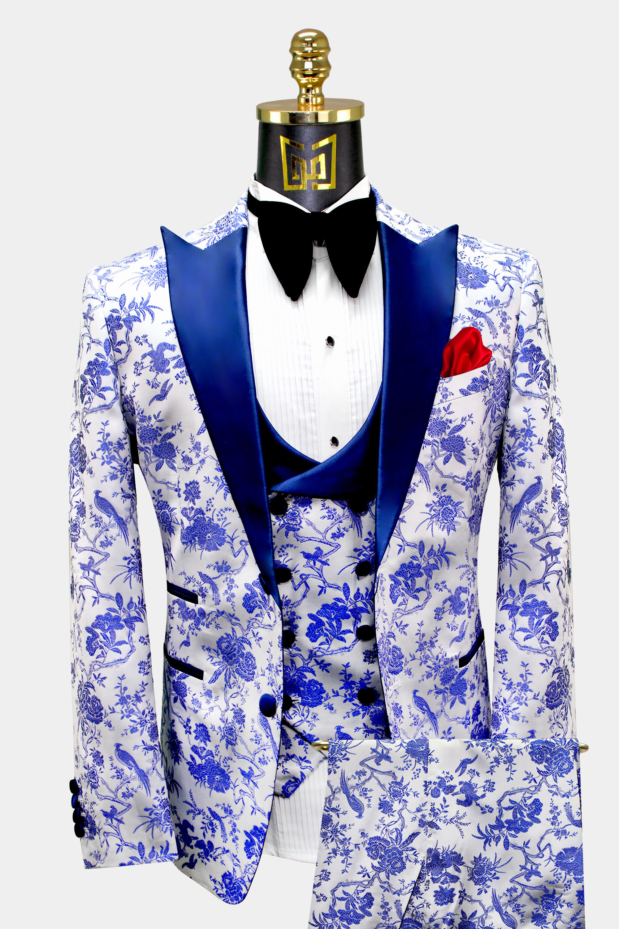 COOFANDY Men's Floral Tuxedo Jacket Rose Embroidered Suit Jacket ...