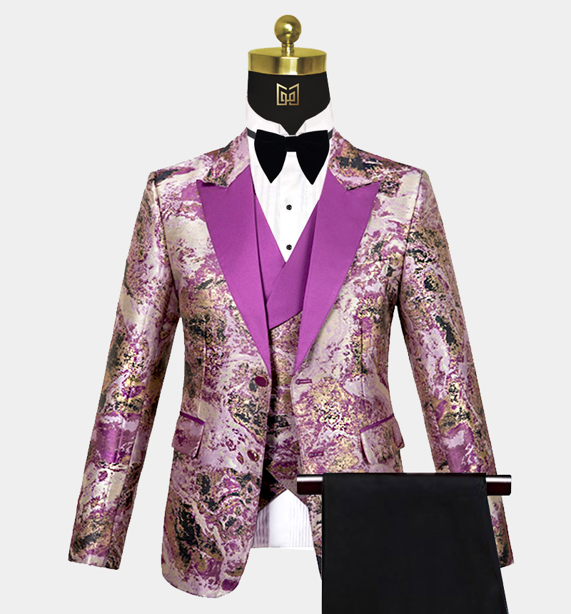 Purple and Gold Tuxedo Suit - 3 Piece | Gentleman's Guru