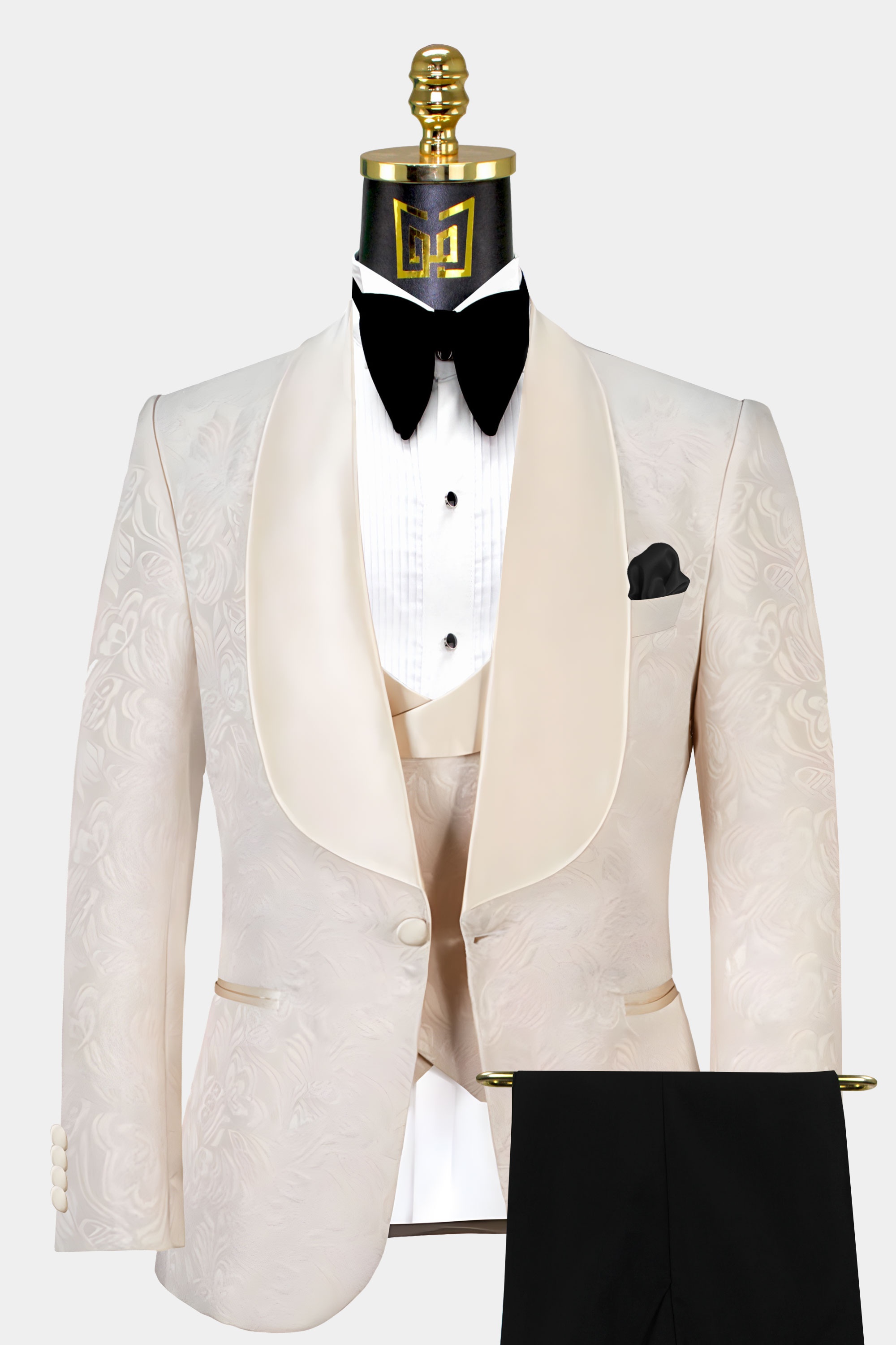 Black Men's Slim Fit Suit Paisley Vest Prom Party Groomsman Tuxedo  Wedding Suits