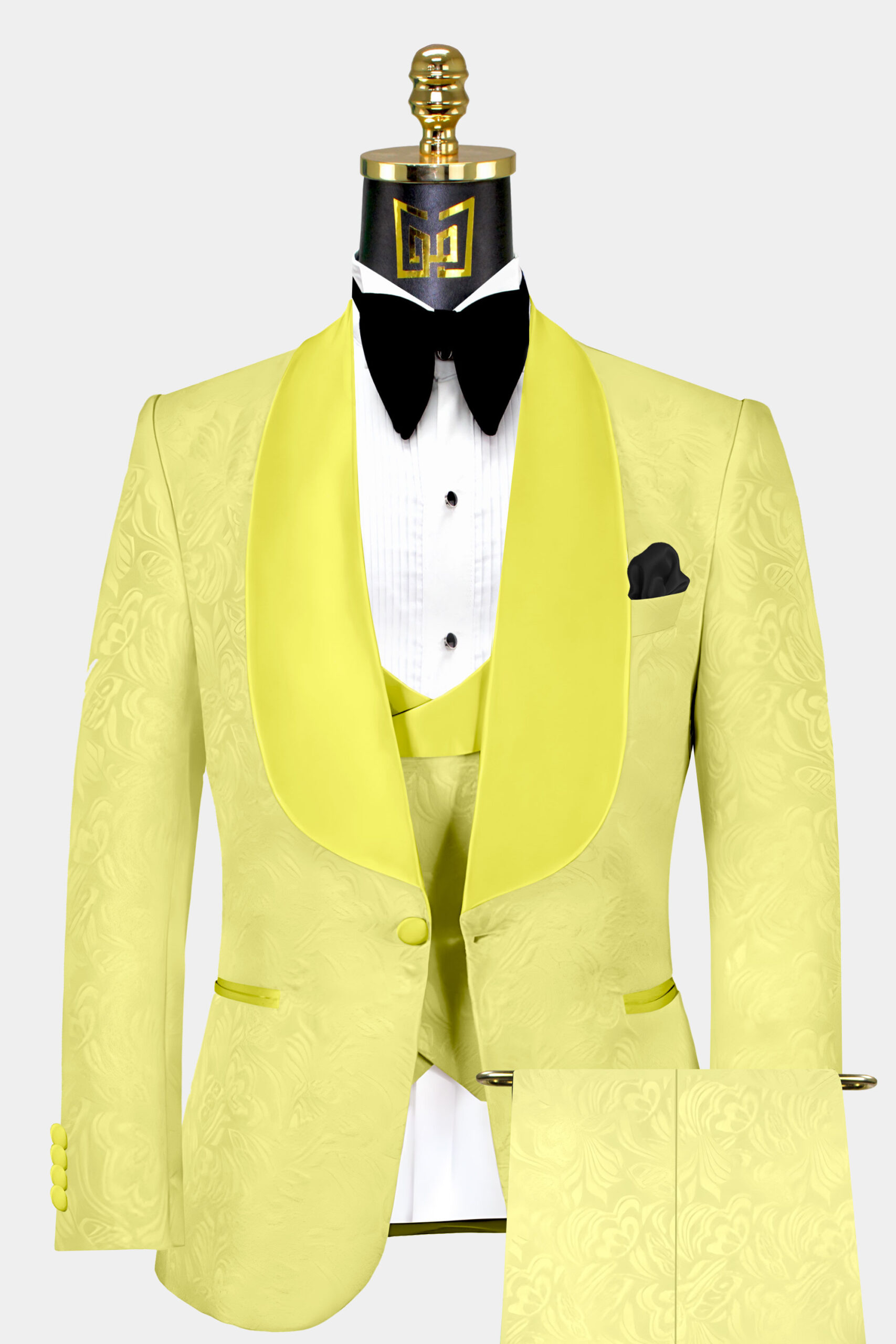 Black and yellow prom suit best sale