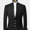 Black Mandarin Collar Suit - 2 Piece