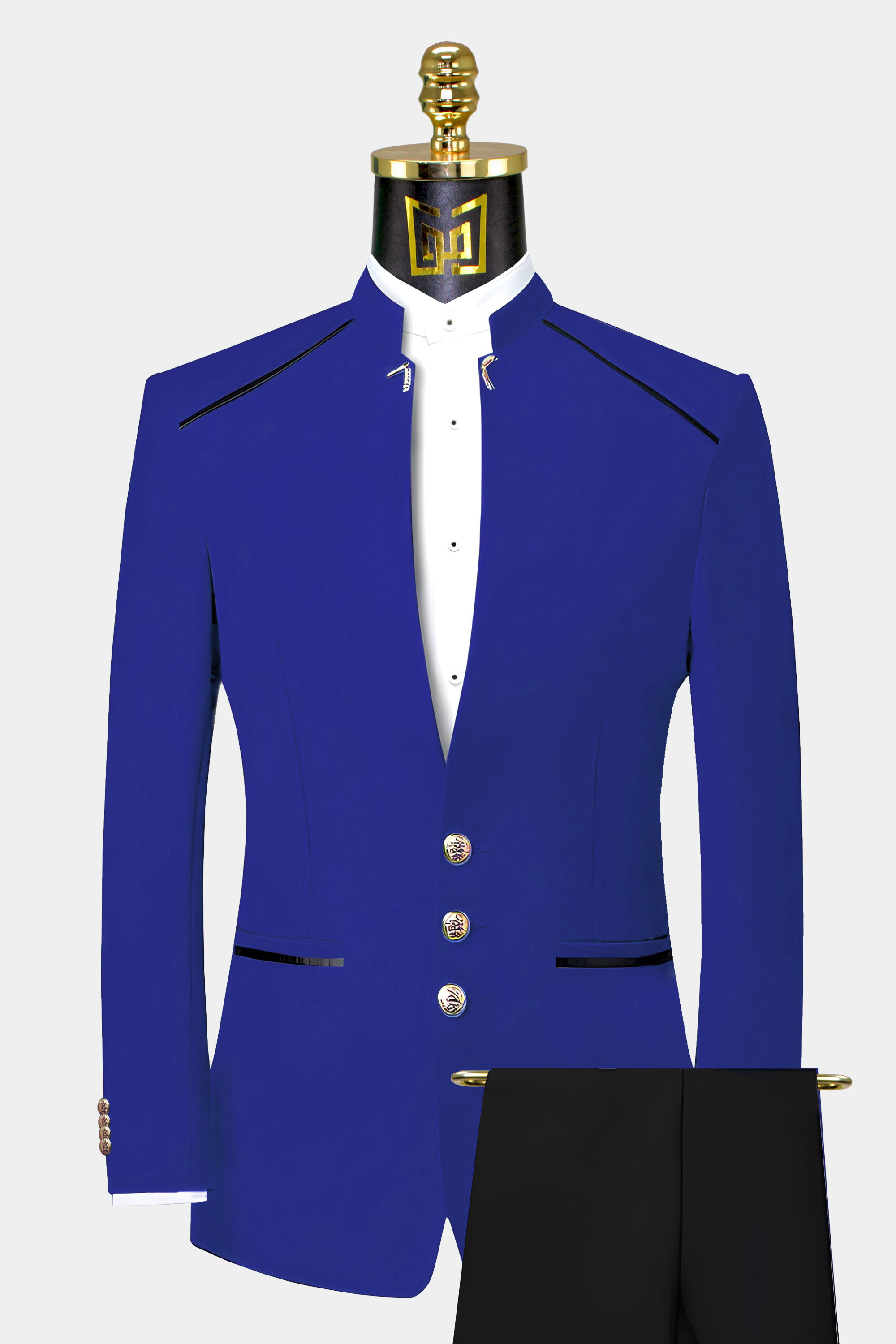 Blue Mandarin Collar Suit | Gentleman's Guru
