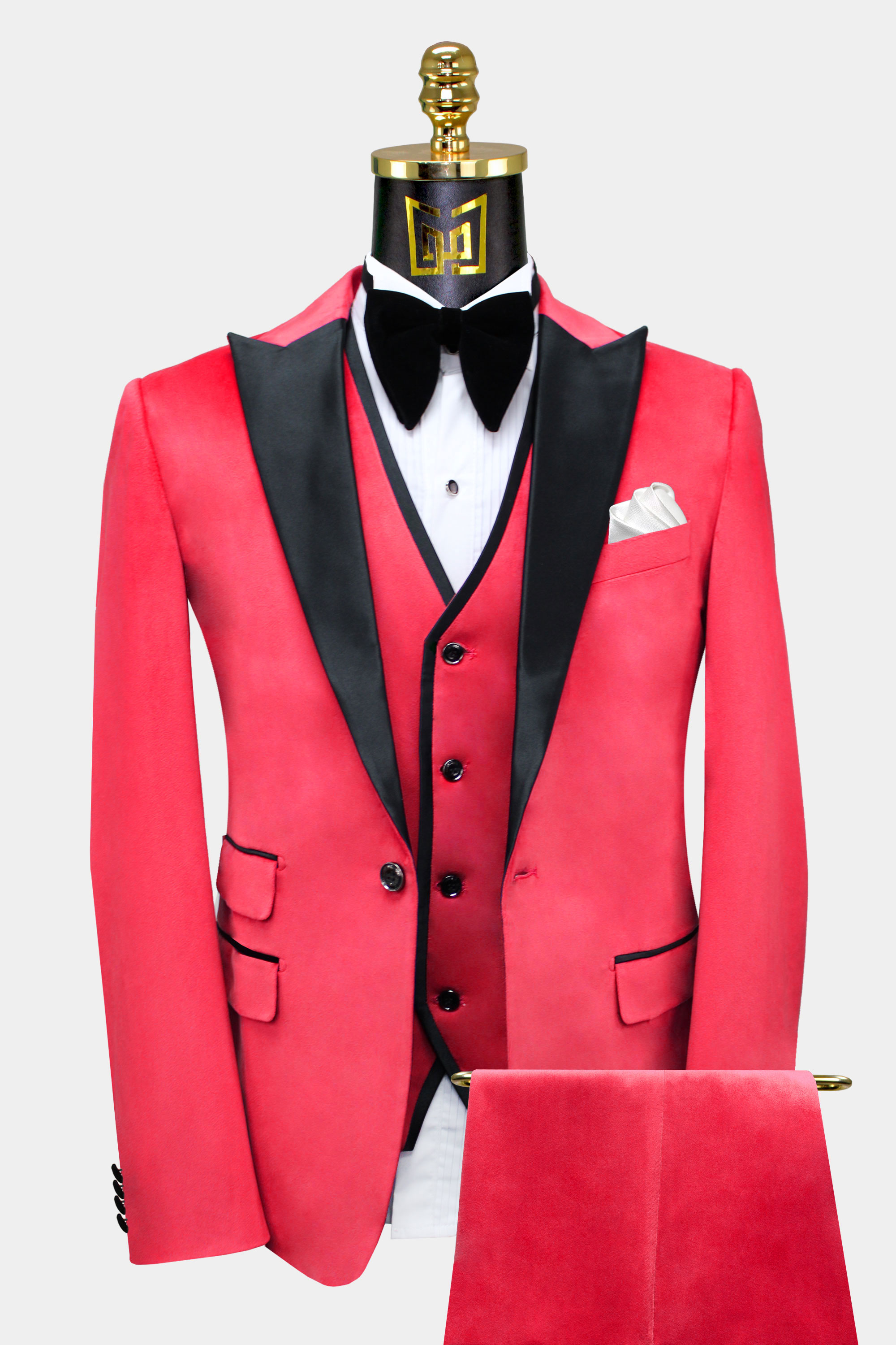 Men Wedding Suits 3 Piece Formal Fashion Red Slim Fit Groom Tuxedo Prom Suit