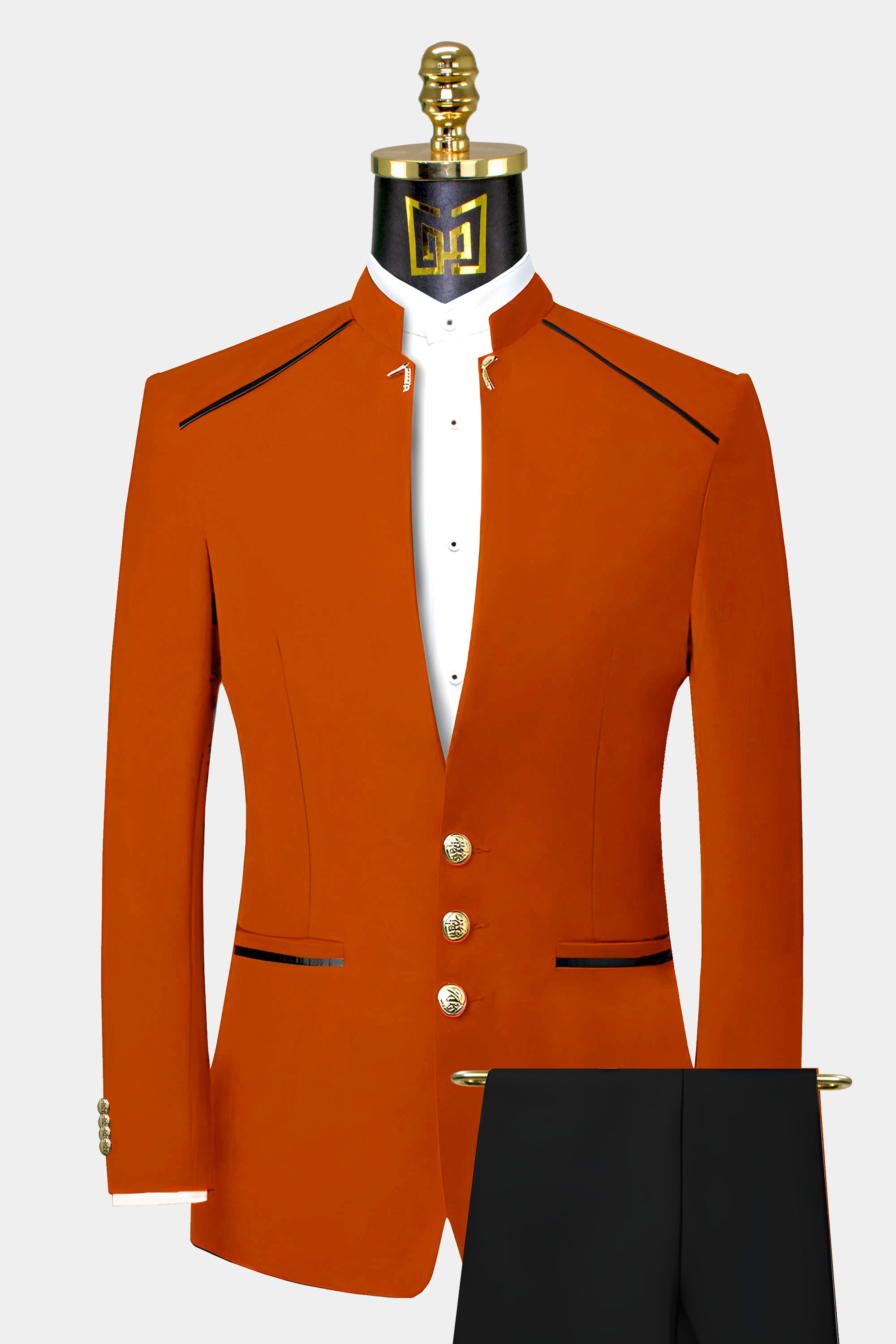 Orange Mandarin Collar Suit | Gentleman's Guru
