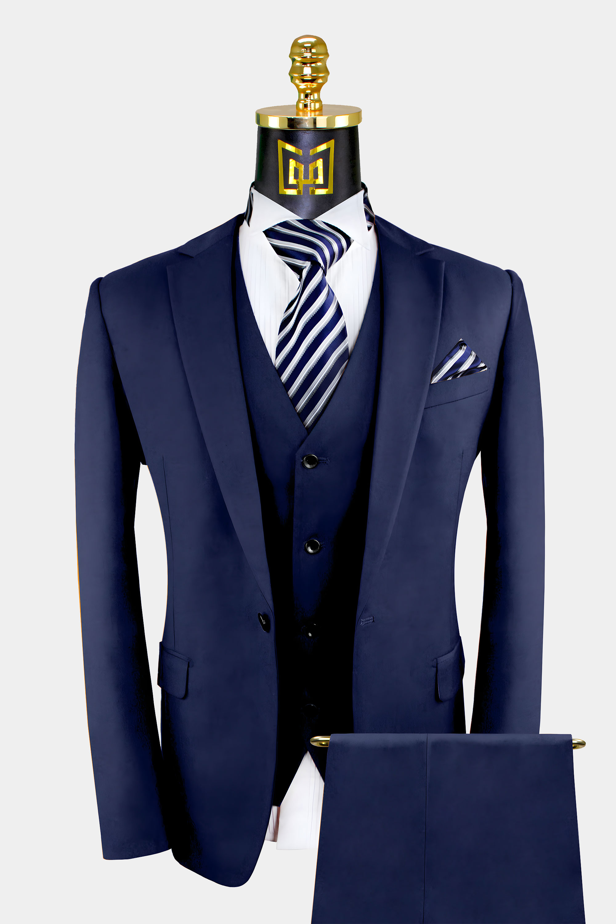 Men Blue 3 Piece Business Summer Suit Slim Fit One Button Bespoke
