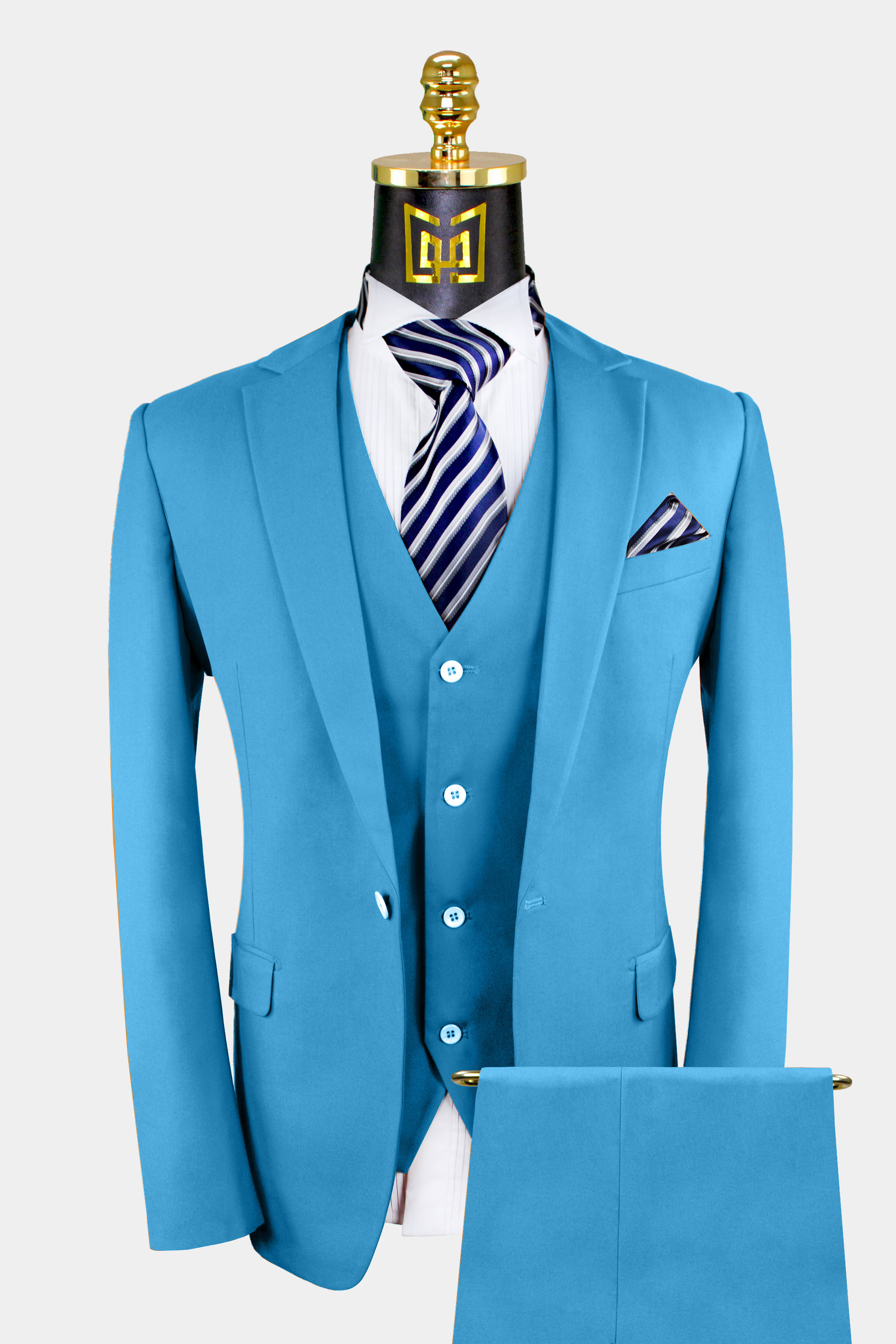 Men's Light Blue Suit - 3 Piece