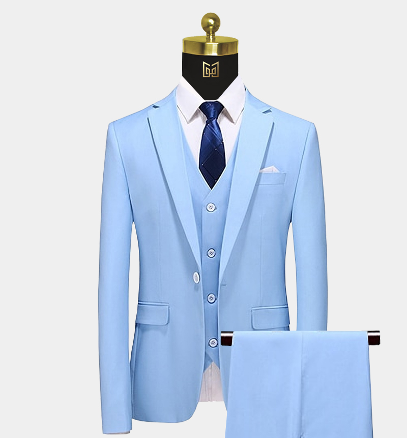 Men's Sky Blue Suit - 3 Piece | Gentleman's Guru