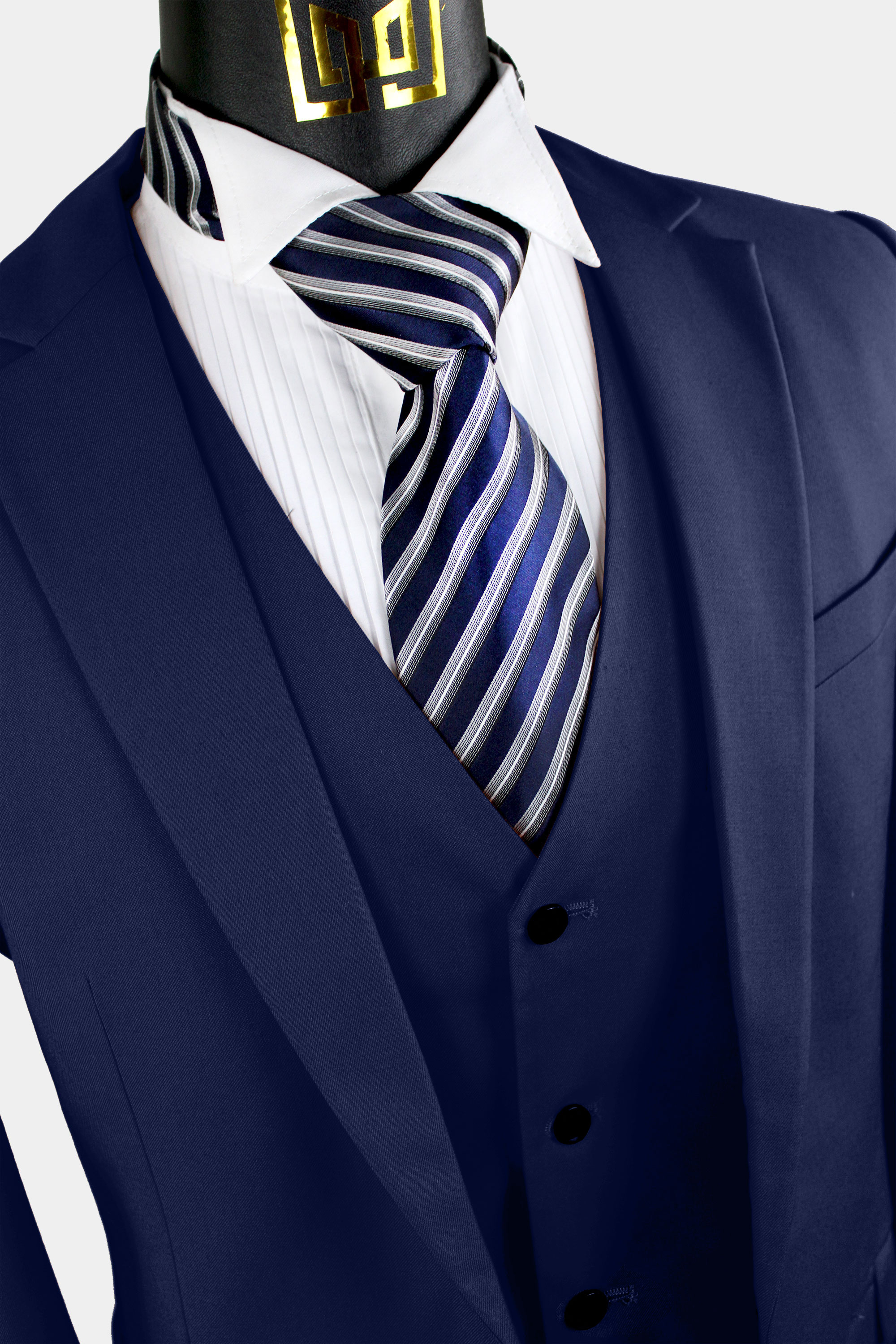 Buy Navy Blue Three-piece Suit for Men Formal Event Attire for