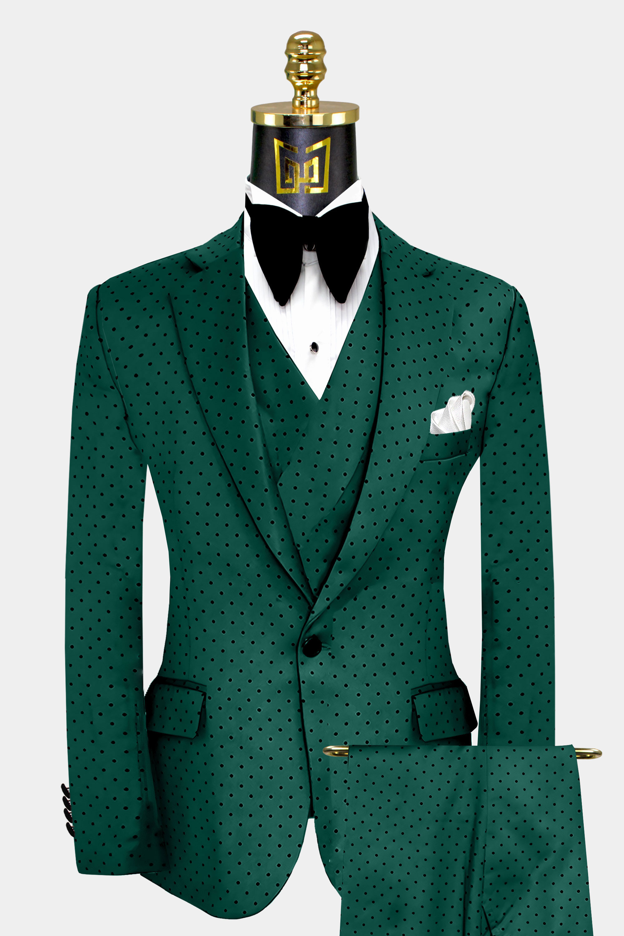 Mens Emerald Green Polka Dot Suit Wedding Groom Tuxedo From Gentlemansguru.com  
