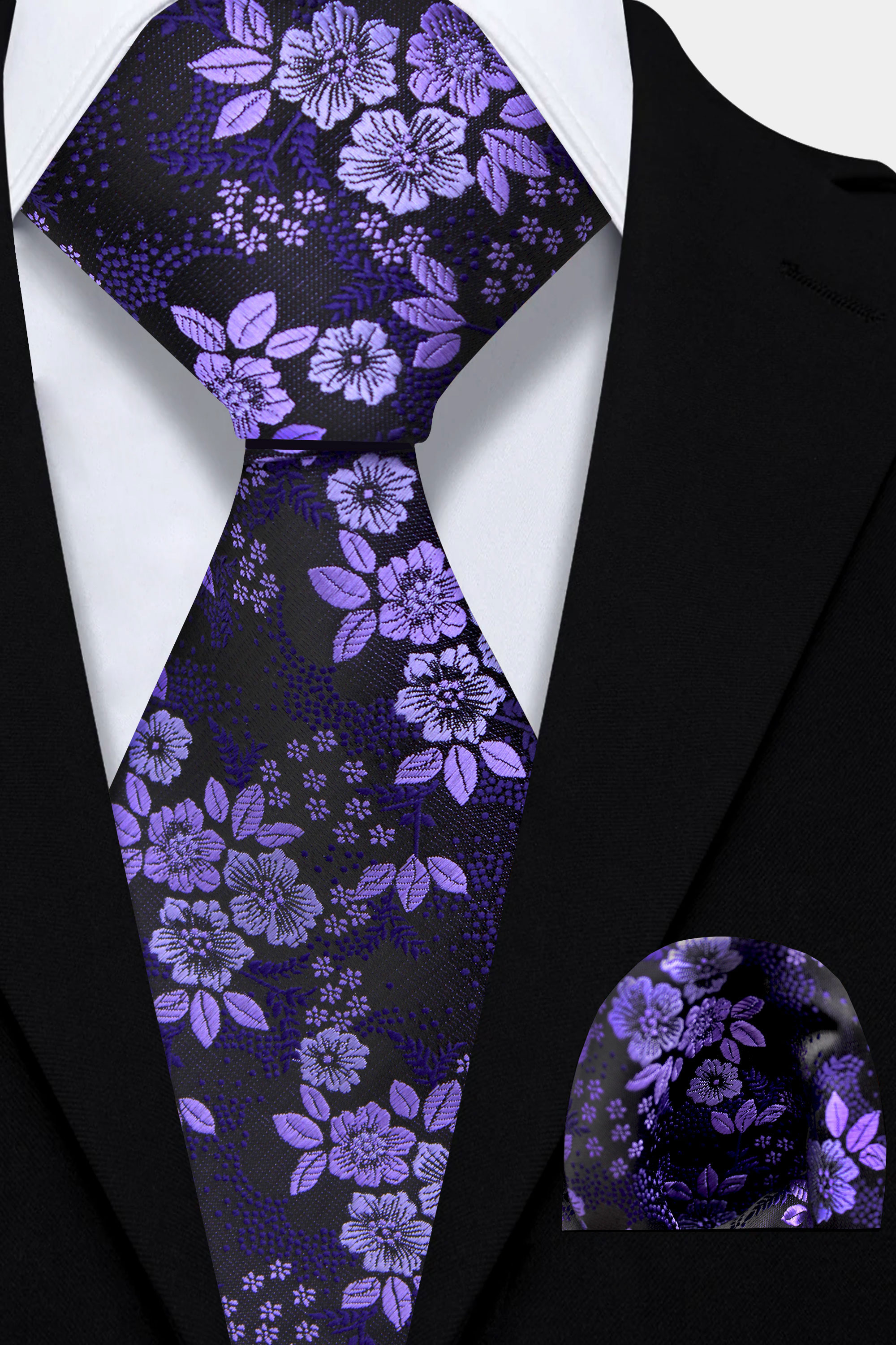 Mens-Purple-Floral-Tie-and-Pocket-Square-Set-Wedding-Groom-Necktie-from-Gentlemansguru.com