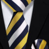 Navy-Blue-white-and-Gold-Striped-Tie-and-Pocket-Square-Set-Wedding-Groom-Necktie-from-Gentlemansguru.com