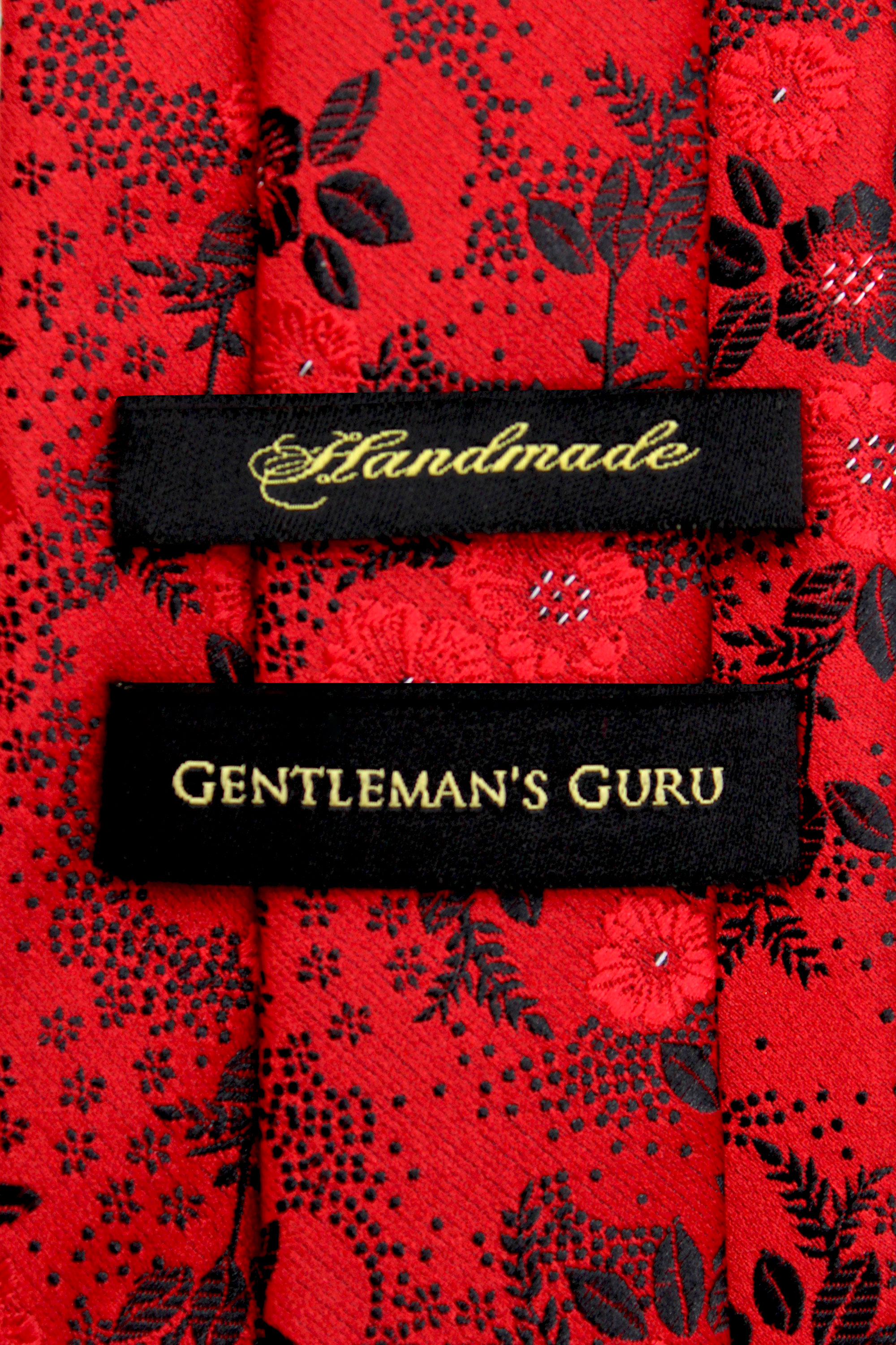 Gentleman's Guru Burgundy Floral Bow Tie & Suspenders Set