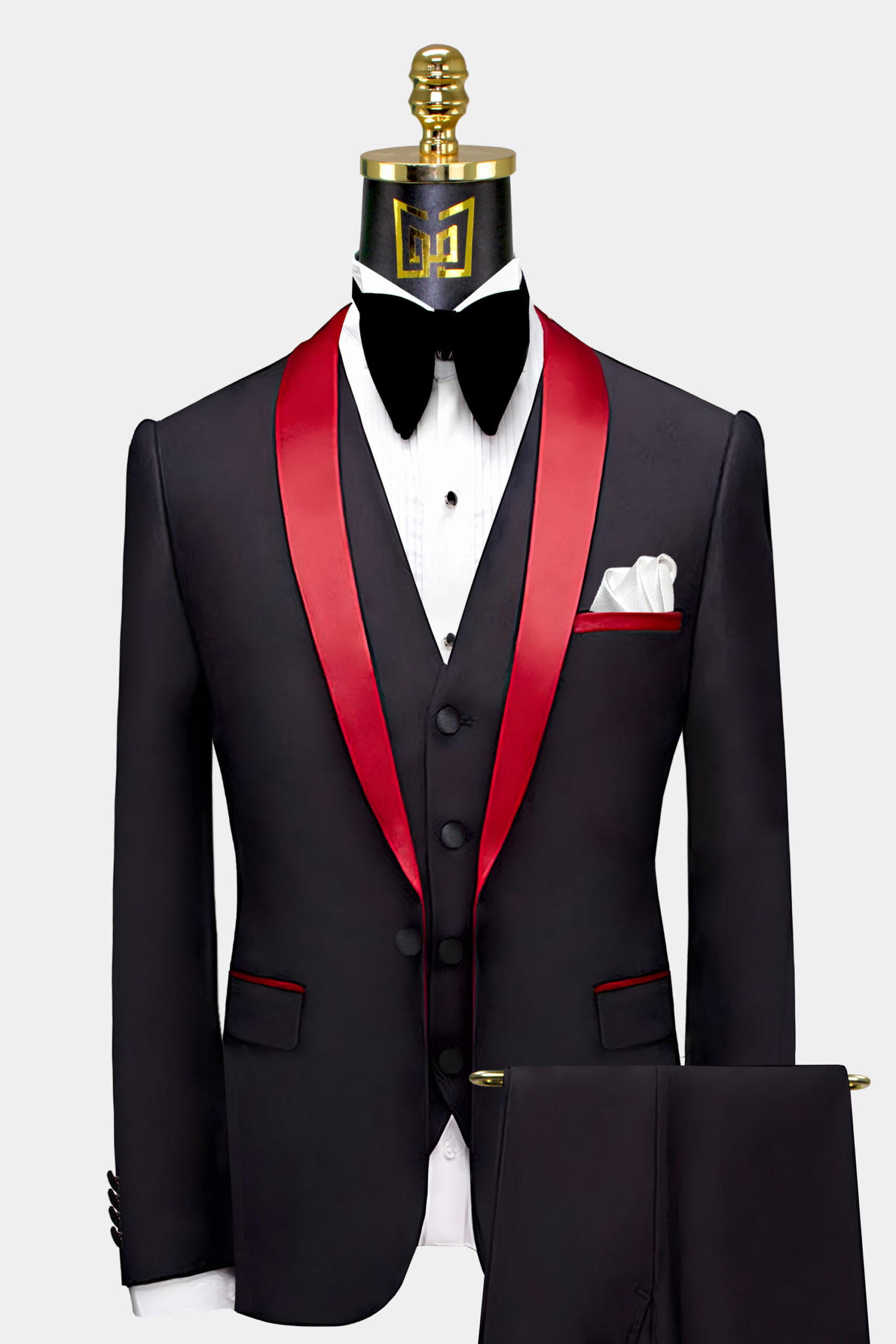 Black suit red tie wedding hotsell