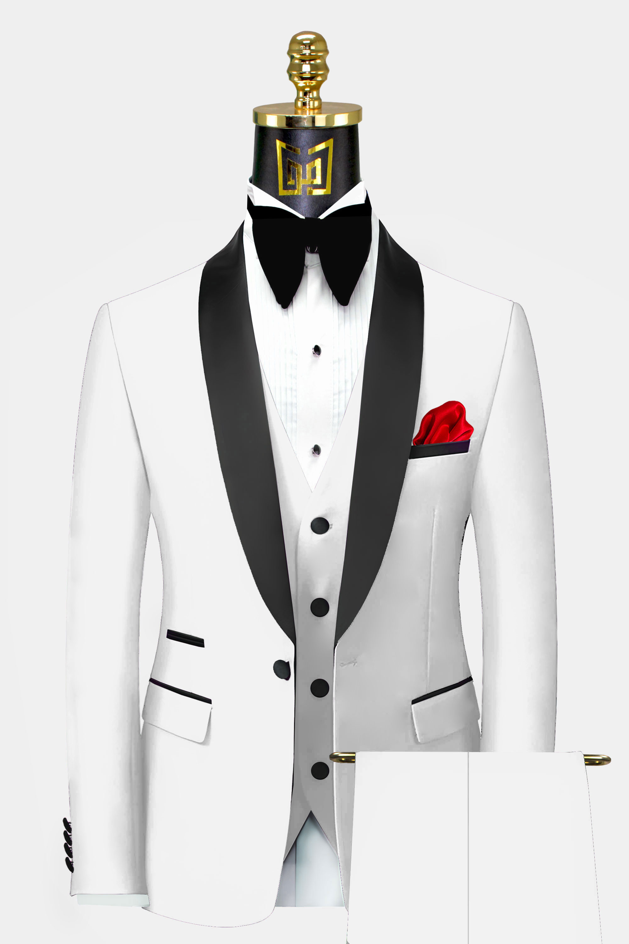 3 Piece White Tuxedo Suit