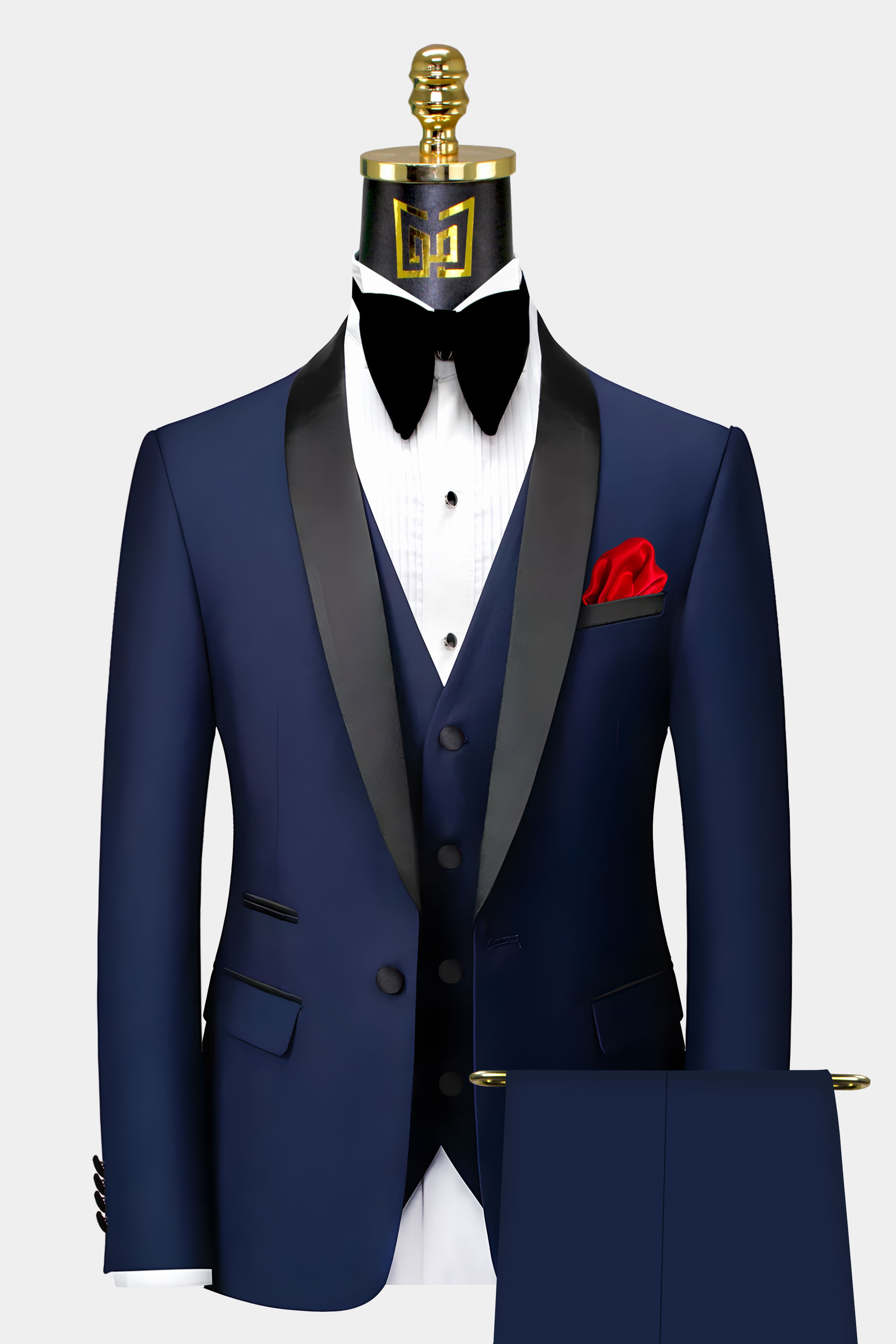 Modern Navy Blue Tuxedo - 3 Piece 46r Matching Pant