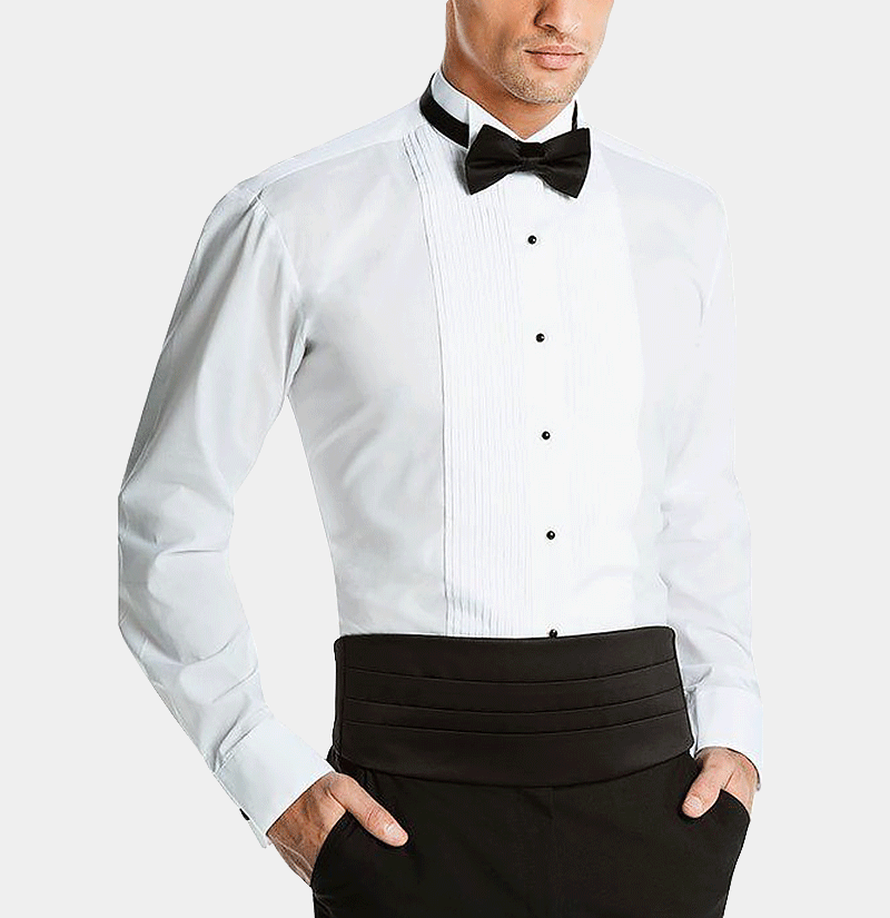 White Tuxedo Shirt with Black Button | Gentleman's Guru