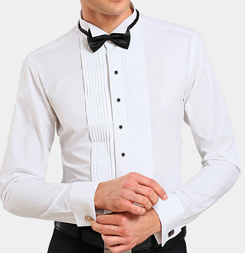 White Tuxedo Shirt with Black Button | Gentleman's Guru