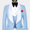 Floral Baby Blue & White Tuxedo - 3 Piece