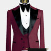 Mens-Burgundy-Peak-Lapel-Tuxedo-Groom-Wedding-Prom-Suit-from-Gentlemansguru.com