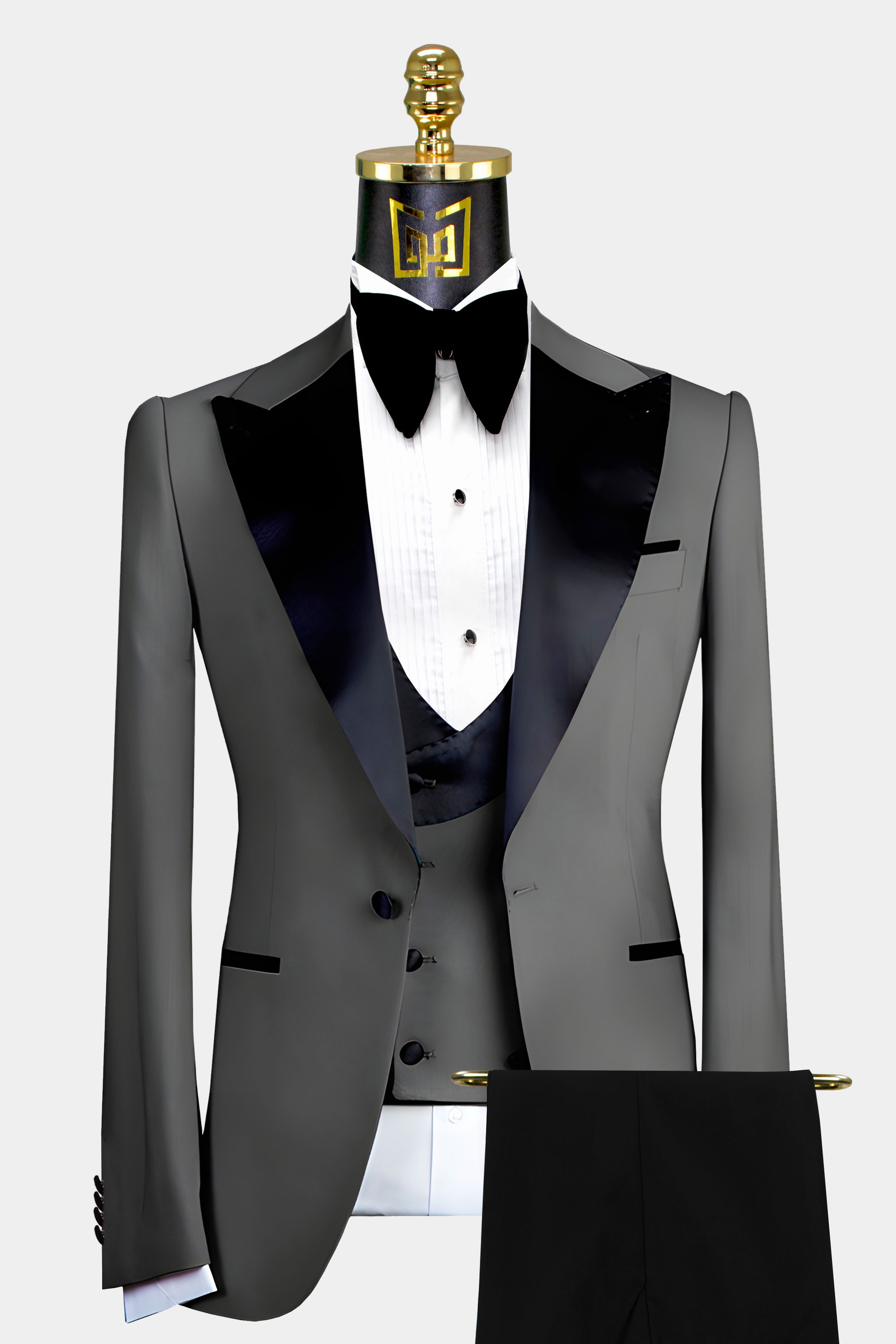Light Grey Peak Lapel 3-piece Suit Sophisticated Men's Business