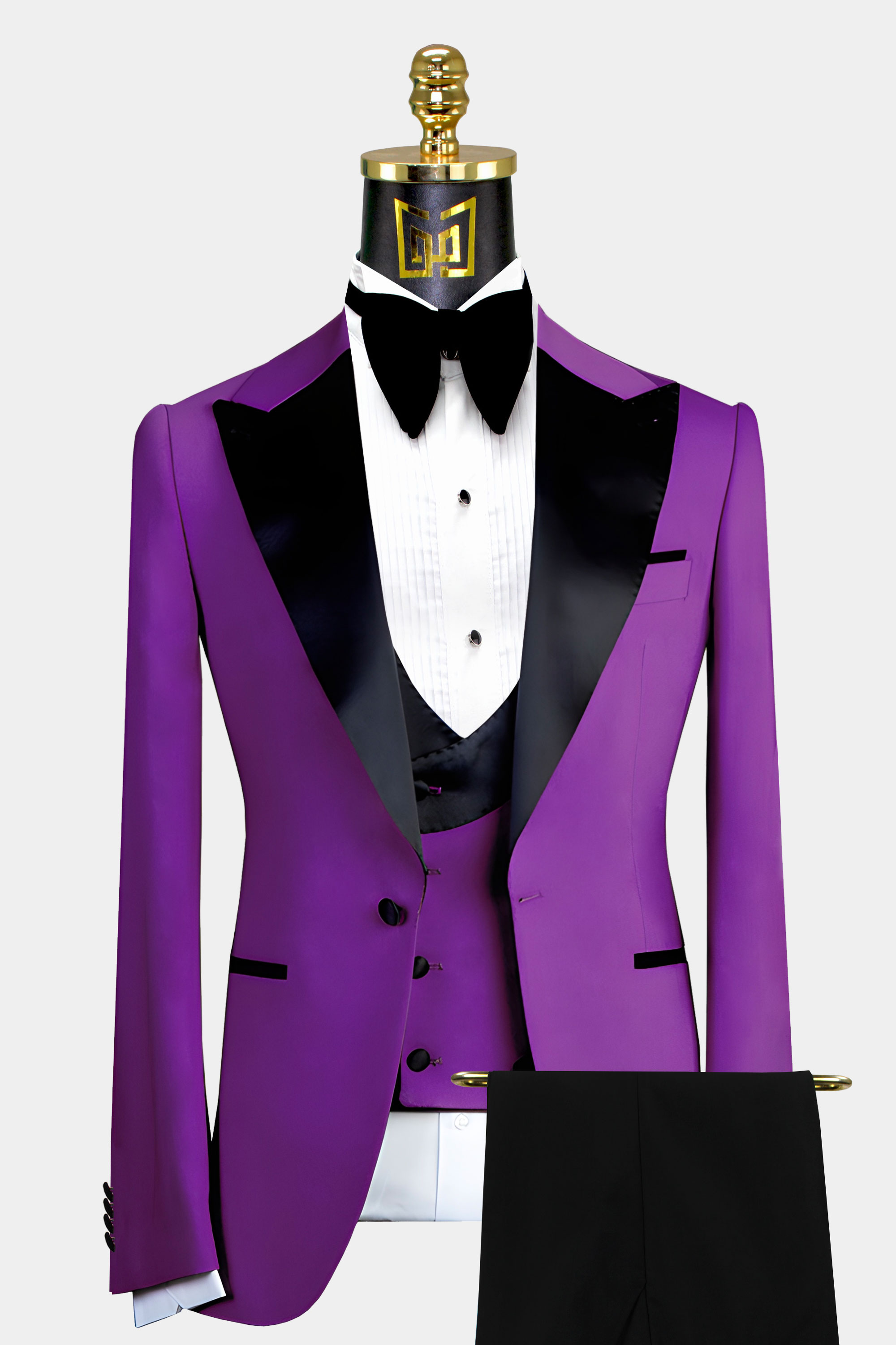Black Men Suit 3 Piece Slim Fit Peak Lapel Party Prom Groom Tuxedo Wedding  Suits