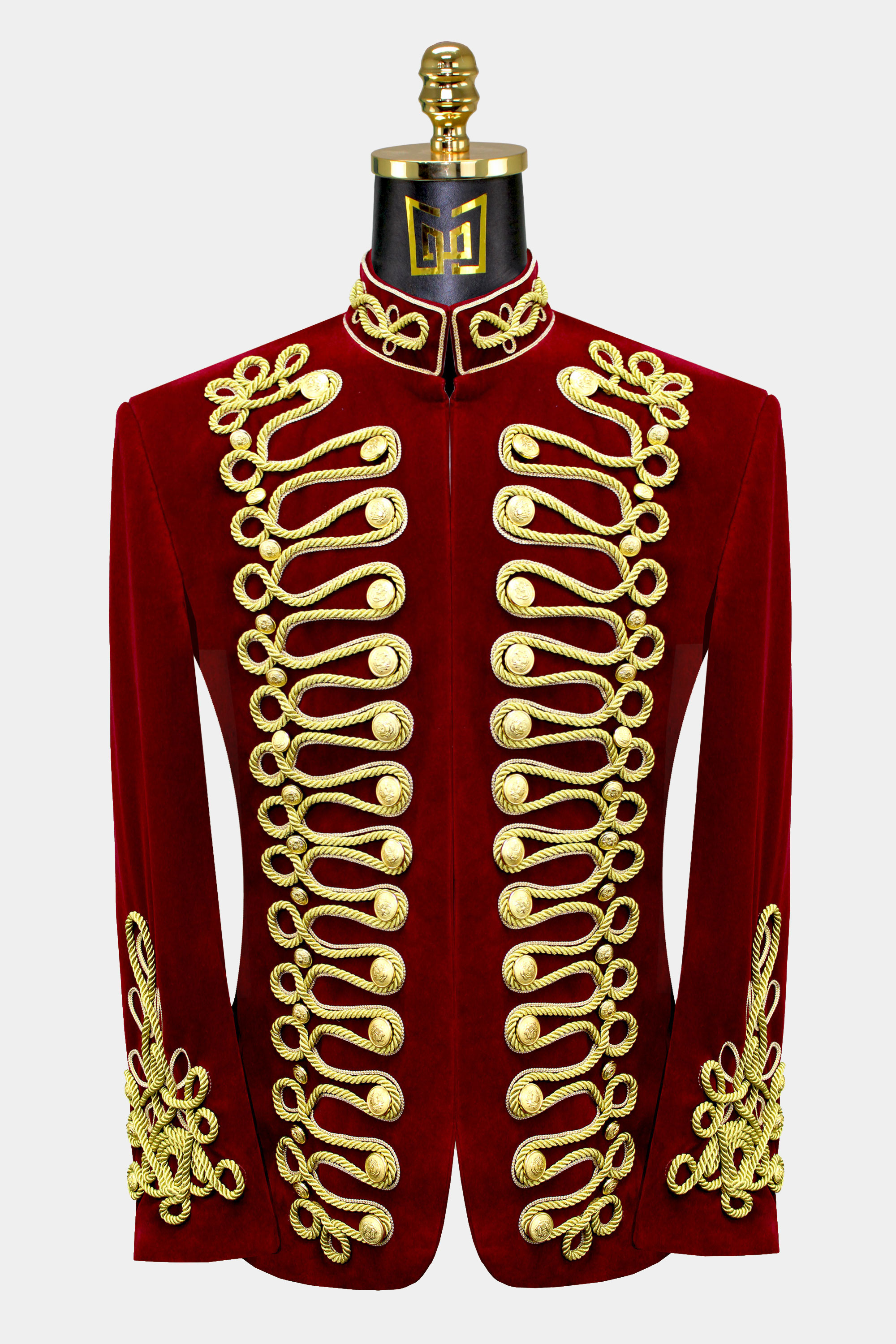 Red and Gold Mandarin Collar Jacket | Gentleman's Guru
