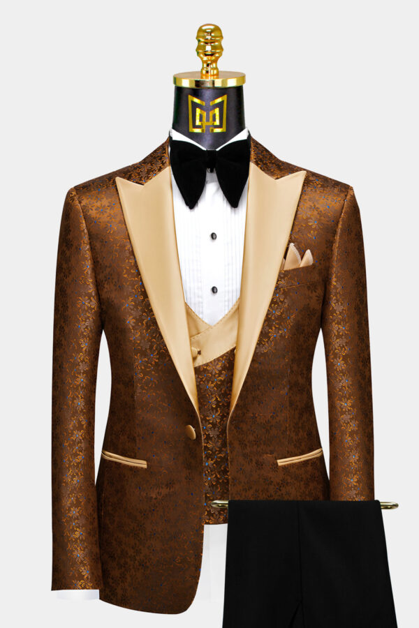 Burn Orange Tuxedo Suit Wedding Groom Attire from Gentlemansguru.com