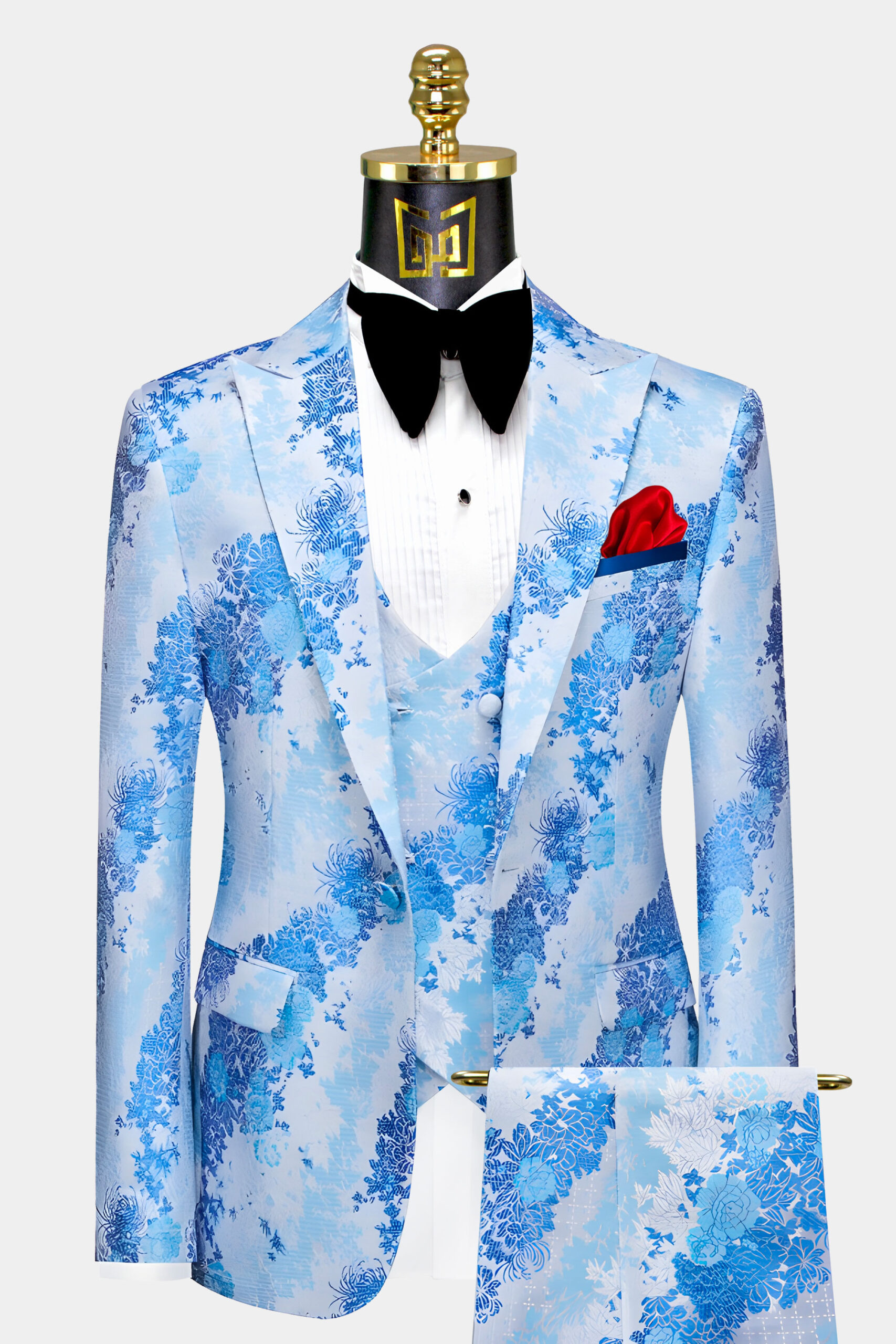 Light Blue Floral Suit 3 Piece Gentleman s Guru