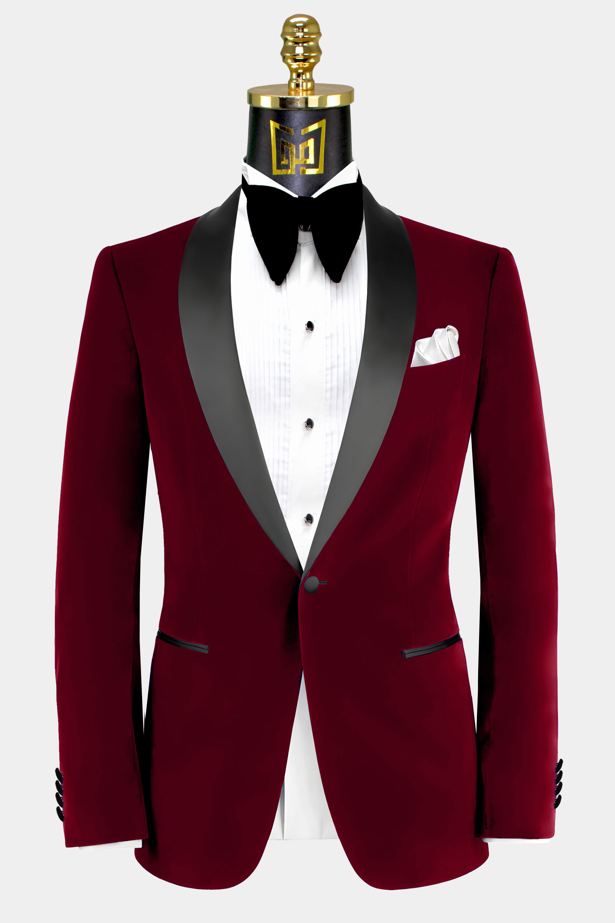 Red Velvet Men's Suits Shawl Lapel Wedding Tuxedos Groom Prom Blazers  Tailored