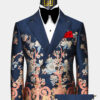 Mens-Navy-Blue-Floral-Suit-Groom-Wedding-Prom-Tuxedo-from-Gentlemansguru.com