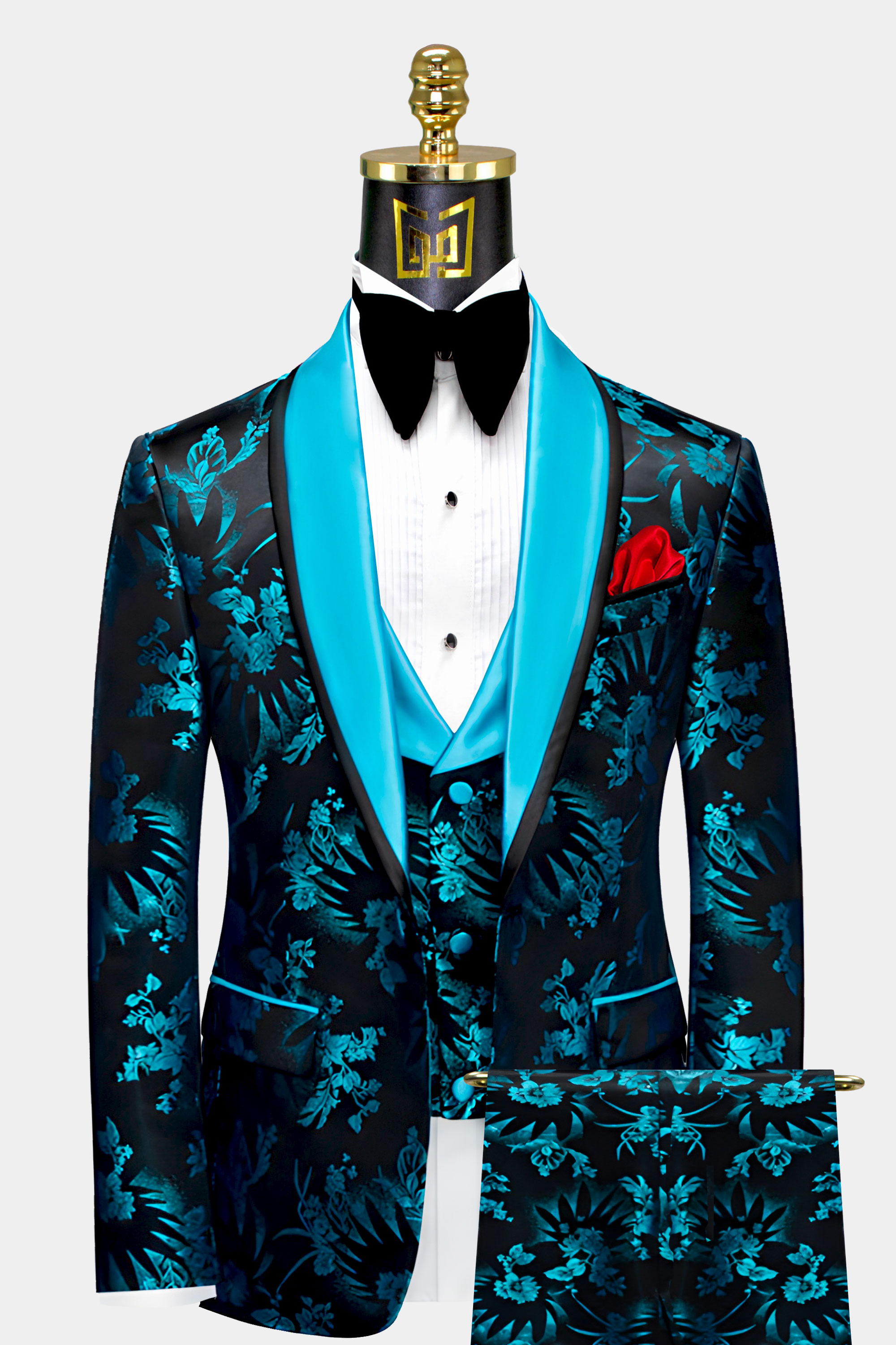 Mens Turquoise And Black Tuxedo Groom Wedding Suit For Men From Gentlemansguru.com  