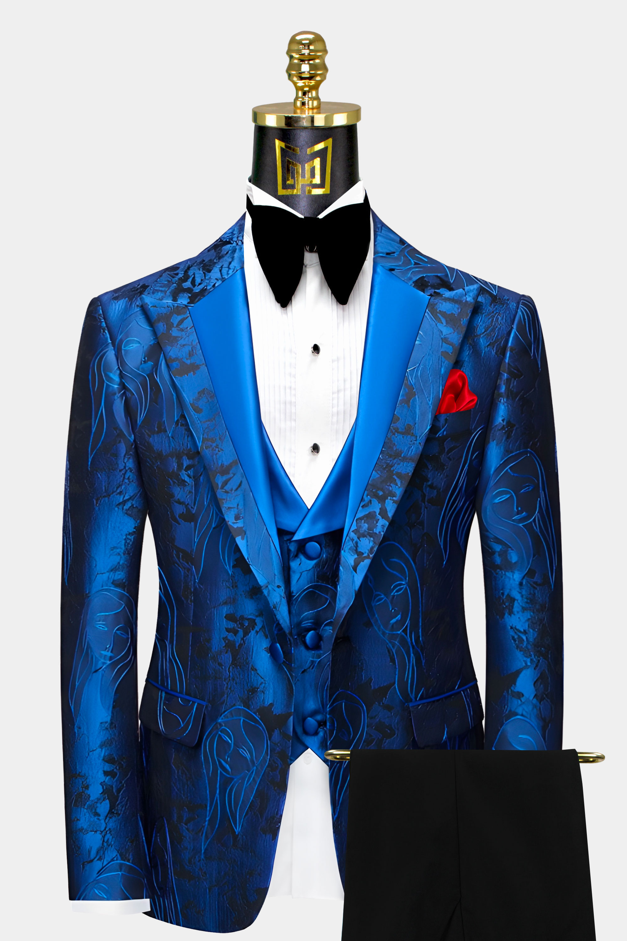 Royal Blue Geisha Print Tuxedo | Gentleman's Guru