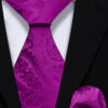 Mens-Magenta-Tie-and-Pocket-Square-Set-Wedding-Groom-Necktie-from-Gentlemansguru.com