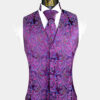 Mens-Magenta-Vest-and-Tie-Set-Groom-Paisley-Wedding-Vest-from-Gentlemansguru.com