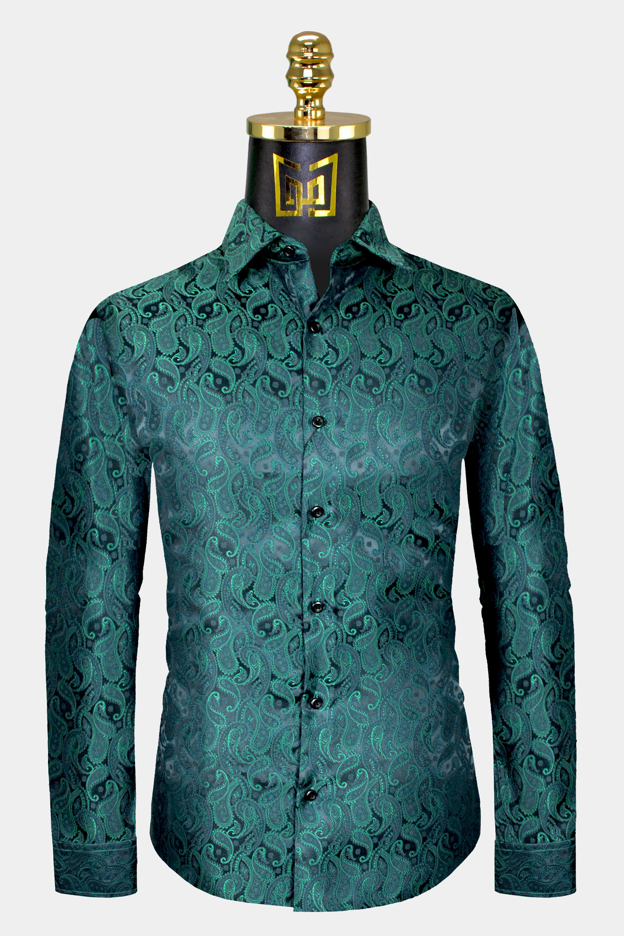 Mens-Emerald-Green-Paisley-Shirt-Dress-Shirt-from-Gentlemansguru.com