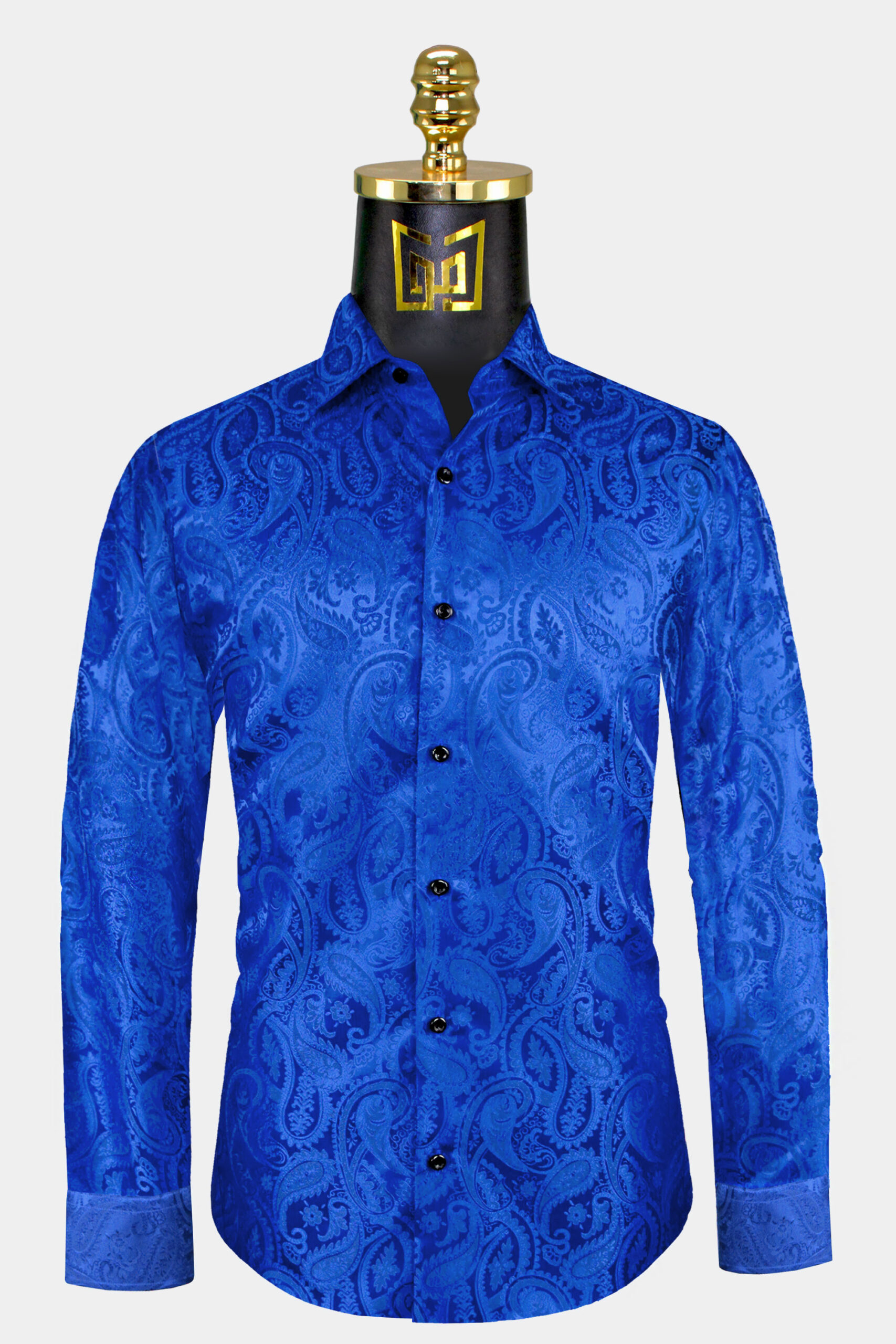 Cobalt blue mens dress shirt on sale