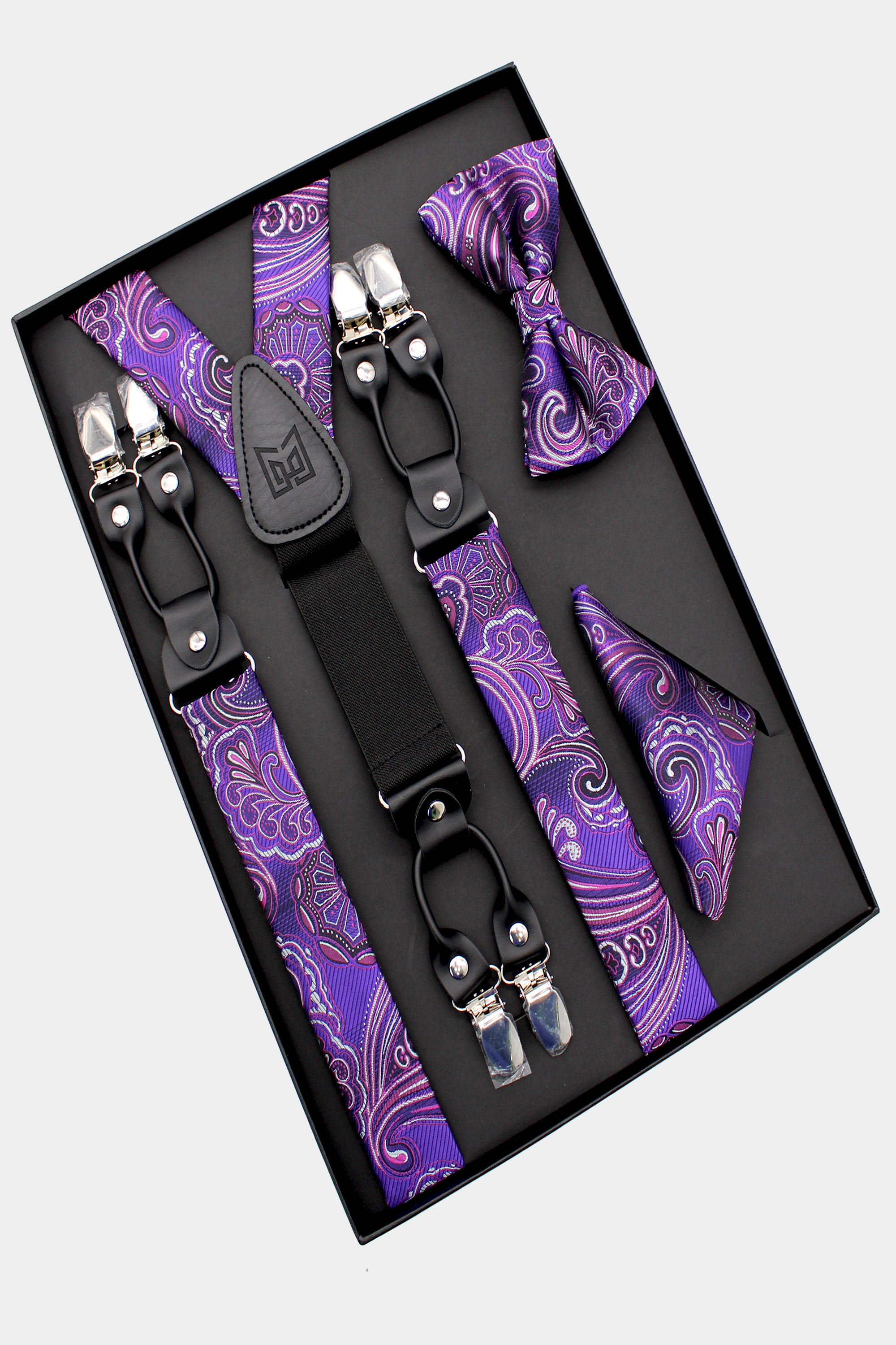 Violet Bow Tie and Suspenders Set | Gentleman's Guru