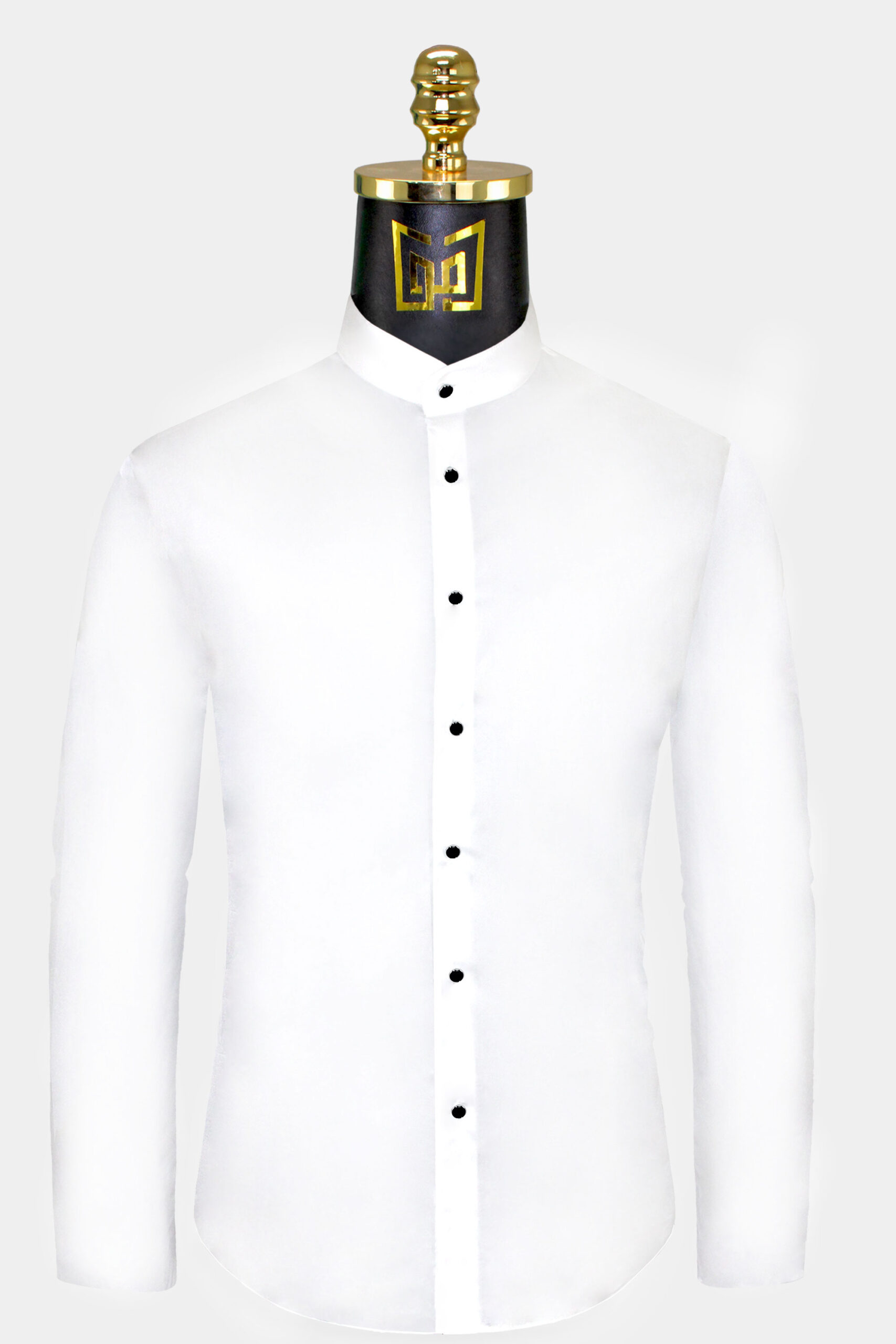 White Mandarin Collar Shirt Gentleman s Guru