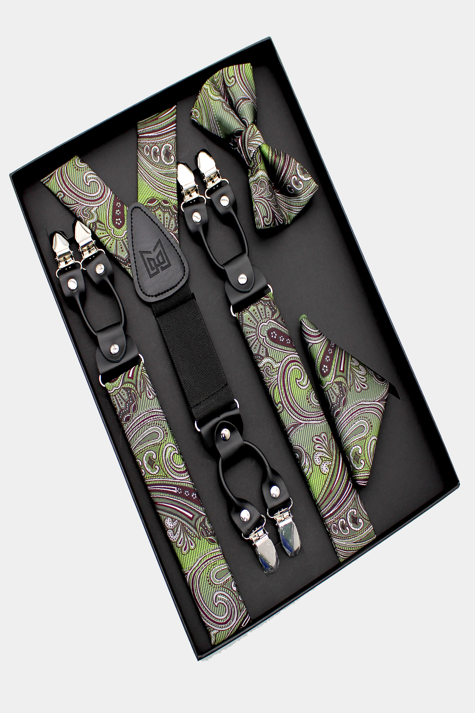 Olive-Green-Bow-Tie-and-Suspenders-Wedding-Groomsmen-For-Men-from-Gentlemansguru.com