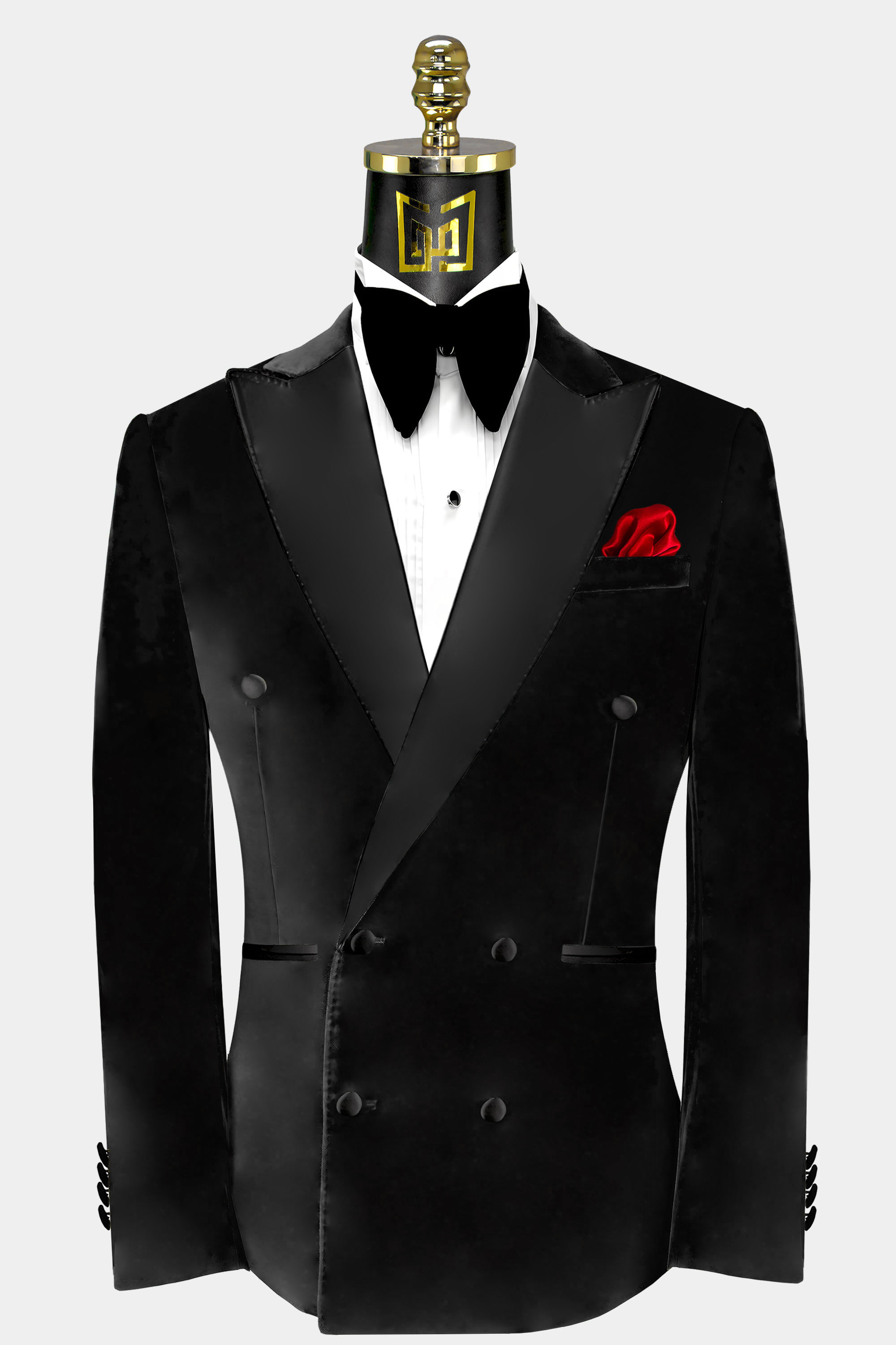 Double Breasted Black Velvet Tuxedo Jacket | Gentleman's Guru