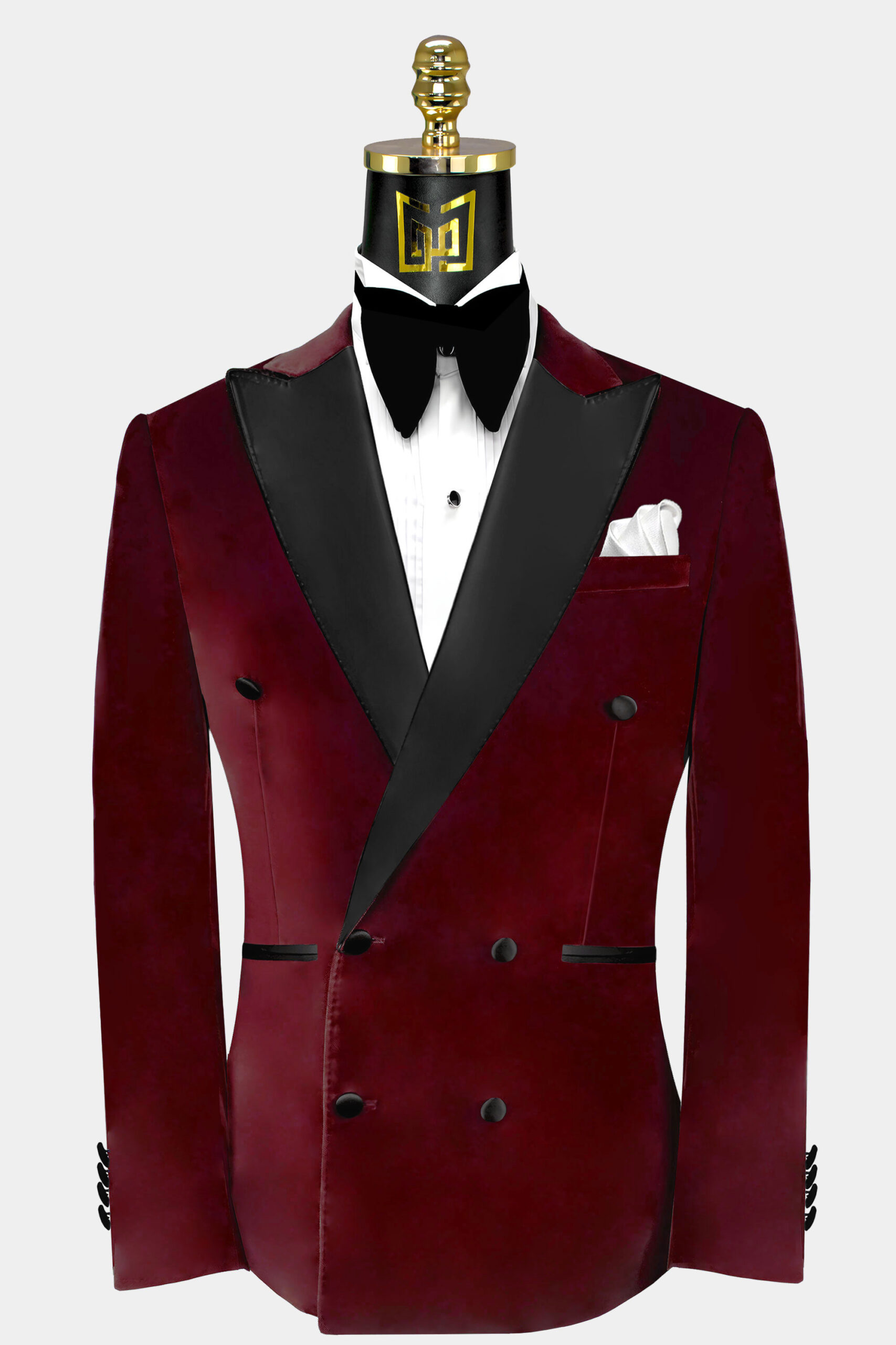 Double Breasted Burgundy Velvet Tuxedo Jacket